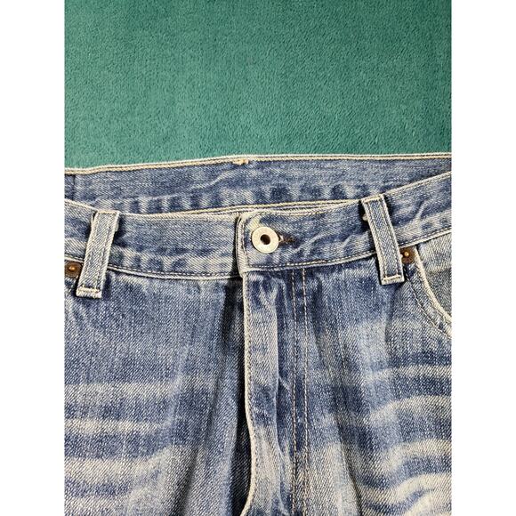 Express Jeans Size 34x32 Mens Blue Pants Denim Baggy Mid Rise Loose Bootcut - Picture 7 of 14